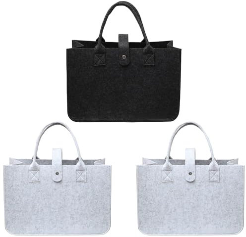 3 Stück Filztasche Klein, Filztasche Einkaufstasche Filztaschen Faltbar Tragetaschen Shopping Bag 30x18x20cm Zur Aufbewahrung, Spielzeug, Ausgehen