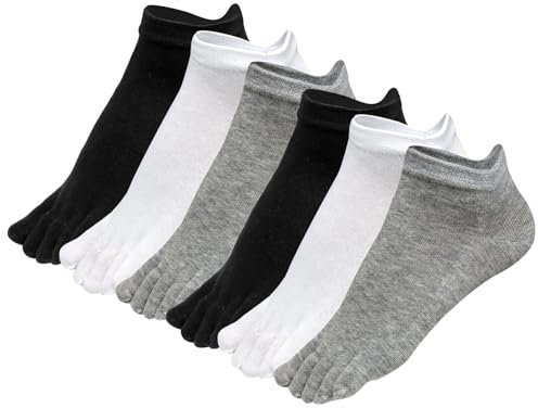 Soleeya 6 Paar Damen Zehensocken Baumwolle 35-40, Atmungsaktiv Kurz Zehensocken Sneaker Socken Damen Fünf Finger Socken Weich und Bequem Toe Socks Cotton Geeignet für Sport und Freizeit