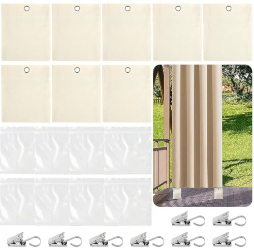 ROTKUSZ 8 Stück Gewichtstasche für Außenvorhänge, Outdoor Vorhang Leinwand Gewichte, Sandsack mit Metallklemmen Selbstklebender Verschluss Tragbare Gewichtstasche für Pavillon-Vorhänge im Freien