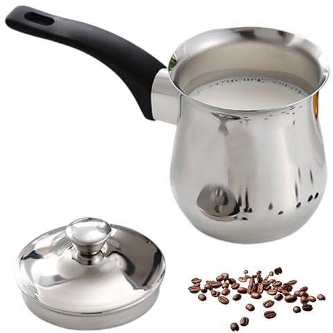Türkische Kaffeekanne 180 ml Edelstahl-Kaffeekanne mit dem Anti-Scenen-Griff leicht zu verwenden Arabisch mit Deckel ideal für Milchschokoladenbutterkäse und