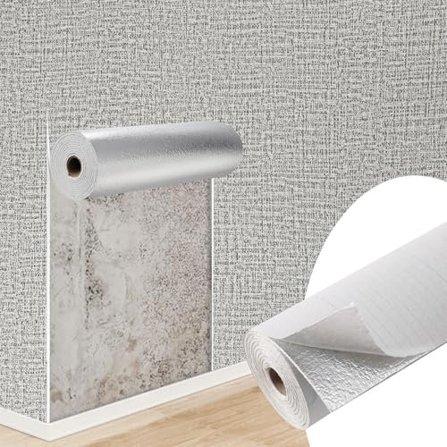 Swehooirt 1000cmx50cm Self Adhesive Wallpaper 3mm Thermal Thick Wallpaper for Bad Walls Grey Textured 3D Wall Panels for Kitchen, Living Room, Kids Bedroom, Ceilings, Bathroom