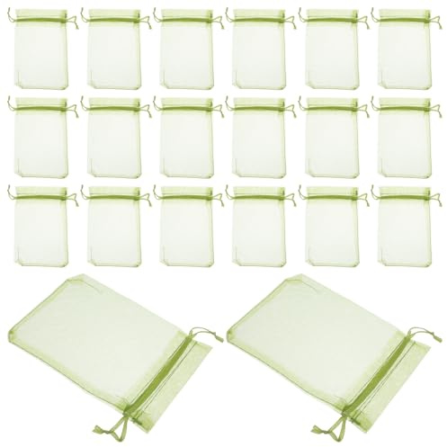 HOODANCOS 100 pièces Protection pour Fruits Filet Respirant avec Cordon Filet Jardin Protection Anti-Insectes pour Pommes Tomates et Petits Fruits Lot de Vert Olivier