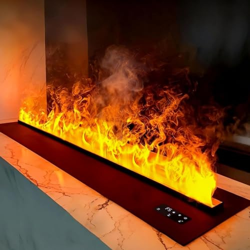 moupeaktain Chimenea Eléctrica Empotrable 3D, Llama Atomizada Realista, Colores Y Velocidad De Llama Ajustables, Chimenea Vapor De Agua, Control por Aplicación/Mando a Distancia/Táctil 50cm
