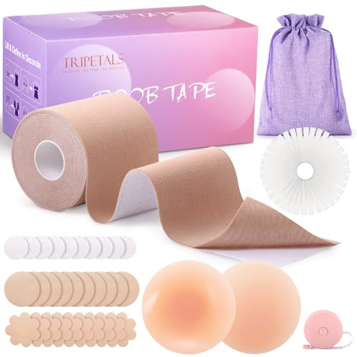 Boob Tape Set Brust Tape Mit Extra 10 Paar Nippelpads Klebe BH Push Up | Boobytape für Boobietape Kleine Brüste Unsichtbare Breast Tape Lift Boobietape für Grosse Brüste Wasserfest - Rückenfreier BH