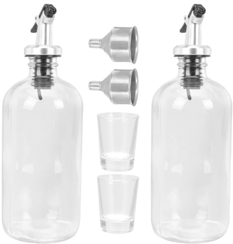 ULTECHNOVO Mundwasser Spender Glasflasche 500 ml mit Bechern und Spendern für Zuhause und Hotelbadartikel Mundspülung Aufbewahrungsset