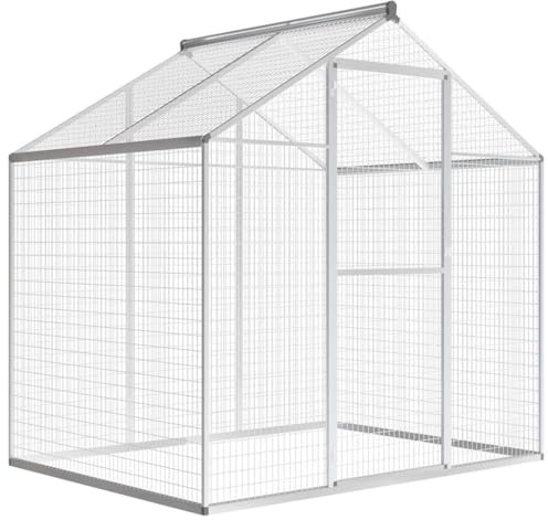 Outdoor Aviary Aluminium 178x122x194 cm with Heavy-Duty Hinged Door, 4mm Wire Mesh for Bird Safety and Ample Exercise Space, Durable Walk-In Enclosure for Training and Play
