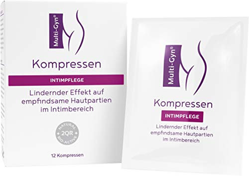 Multi-Gyn Kompressen - Beruhigt den Empfindlichen Dammbereich Im Wochenbett - zur Kühlung und Erleichterung nach der Geburt - Intimpflege für Damen - Ohne Duft oder Hormonstoffe - 12 Kompressen