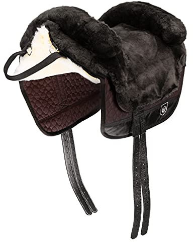Werner Christ Fellsattel IBERICA Plus baumloser Lammfellsattel im spanischen Stil, Bare-Back-pad, Pferde-Sattel aus echtem Lammfell in Gr. Pony, Fell in braun