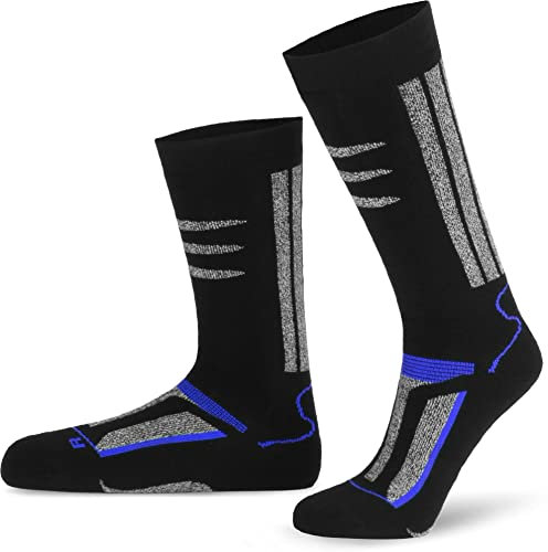 normani 3 Paar Kinder Funktionssocken Kniestrümpfe mit Innenfrottee - Winterstrümpfe Skistrumpf für Mädchen und Jungen (Gr. 27-42) Farbe Blau Größe 31-34