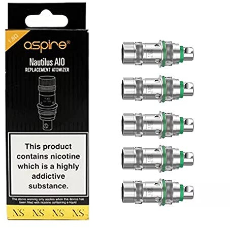 Aspire Nautilus AIO Coil 1,8 Ohm – Authentische Ersatzspulen für verbesserte Dampfleistung (5 Stück) funktioniert mit Aspire Nautilus AIO All in One Pod Vaping System, kein Nikotin