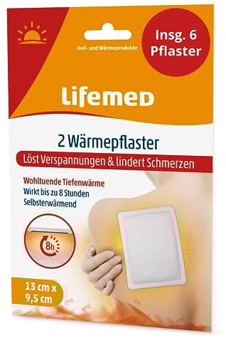 Lifemed Wärmepflaster ohne Arzneimittelwirkstoff für Schmerzlinderung für Rücken, Nacken, Schultern, Wärmekissen Rückenwärmer, Nackenwärmer, Regelschmerzen (6 Pflaster)