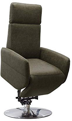 Cavadore TV-Sessel Cobra mit 2 E-Motoren und Aufstehhilfe / Elektrisch verstellbarer Fernsehsessel mit Fernbedienung / Relaxfunktion, Liegefunktion / bis 130 kg / S: 71 x 108 x 82 / Lederoptik Olive