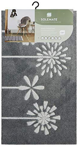 JVL SOLEMATE Hand Carved Flower Door Mat, Grey, One size, 01-463