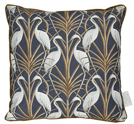 Angel Strawbridge Nouveau Kissen mit Reiher-Motiv, Marineblau / Braun