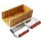 POFET Ensemble de coupe-savon, outil de moule en bois pour la fabrication de savon, kit de coupe de pain, kit de coupe de barre avec trancheuse droite et ondulée en acier inoxydable