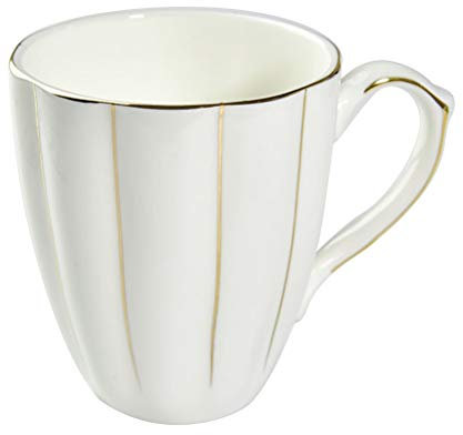 DOITOOL Tasse à café et mug en Porcelaine Anglaise en Forme de Citrouille avec Bande dorée décorative pour café, Latte, Cappuccino, thé, Cadeau Tasse en céramique (Blanc, 301–400 ML)
