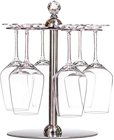 ACXZ Porta Bicchiere da Vino da appoggio Girevole, Portabicchieri in Acciaio, Porta Fino a 6 Bicchieri da Vino, Scaffale Stoccaggio Calici da Vino da Cucina, 23,6 × 25,5 × 34 cm