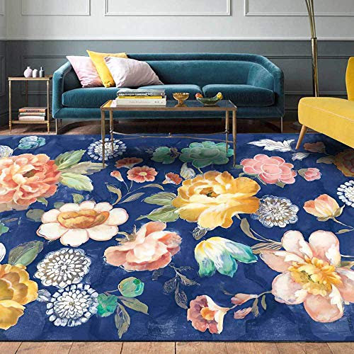 Moderner Wohnzimmer Teppich Designer Teppich Abstract Watercolor Flowers on Schlafzimmer Zimmer Teppich Sofa Tisch Kind Krabbeln Matte 140×200CM (4ft7 x 6ft6)