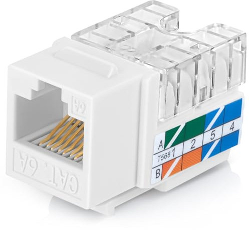 Everest B094WB91H3 90 ° abgewinkelte RJ45-Kat6A-Keystone-Buchsen, 50 Stück, schlankes Profil, RJ45-Buchse, Cat-6A-Keystone-Buchse, kompatibel mit 90 ° abgewinkeltem Geschwindigkeitsabschluss-Werkzeug,