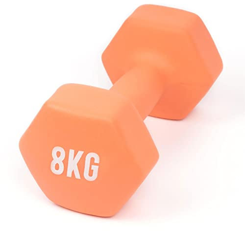 Myga Hex-Hantel – Einzelgewicht, perfekt für Kernkraft- und Fitnessübungen, Aerobic und Training – Neopren-Gusseisen, ideal für Zuhause, Fitnessstudio und Studio (Koralle - 8kg)