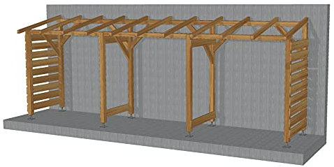 Abri de Jardin en Bois Massif de 6m, Non Couvert et sans Fond, Traitement Classe 3, Jardinatoire
