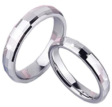 Aotiwe Paar Band Ringe Silber Ringe Quadrat, Wolfram Damen 72 (22.9) & Herren 62 (19.7)