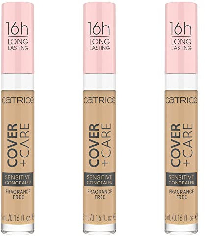 Catrice Cover + Care Sensitive Concealer, Nr. 030N, Nude, Anti-Pickel, langanhaltend, natürlich, für sensible Haut, vegan, ölfrei, wasserfest, ohne Parfüm, 3er Pack (3x5ml)