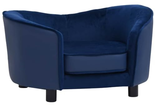 vidaXL Hundesofa Blau Plüsch Kunstleder Hundebett Hundecouch Katzensofa Hunde