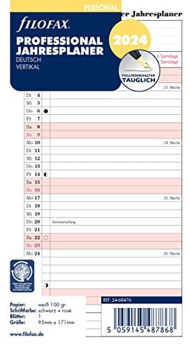 Filofax Personal Professional Jahresplaner (deutsch)2024
