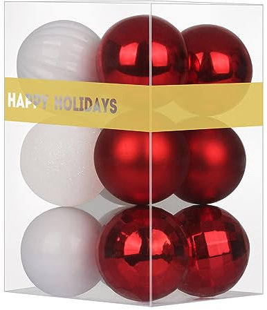 Bolas de Navidad pequeñas rojas y blancas de 1.6 pulgadas, adornos para decoración de árbol de Navidad, bolas colgantes inastillables para cumpleaños, Halloween, vacaciones, bodas, juego de 12