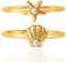 Disney The Little Mermaid Stapelbares Ring-Set Größe 7 - Seestern-Ring und Muschel-Ring - 18 Karat vergoldete Sterling-Silber Ringe für Frauen Sterling-Silber Perle, Sterling Silber, Perle
