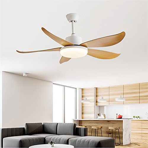 Grande Ventilatore Da Soffitto Con Luce Moderno Reversibile 6 Velocità Timer Ventola Lampadario Dimmerabile Plafoniera Con Ventilatore Con Telecomando Per Soggiorno Camera Da Letto cucina-White||122CM