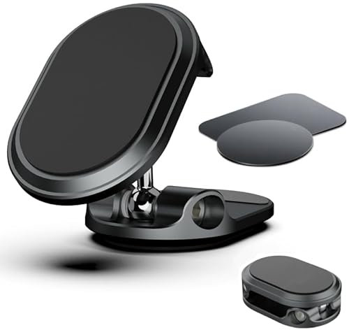 Mini Power Handyhalterung Auto Magnet (Top.1 von Magnetkraft & Fällt Nie ab) 360° Verstellbar magnetische Handy Halterung fürs Auto, Universal KFZ Handyhalter für Alle Smartphones (Schwarz)