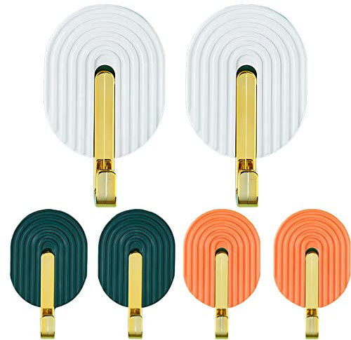 PAITOK 6 PCS Self Adhesive Hooks,Colorful Heavy Duty Wall Door Hooks Plastic Multifunctional Stick on Hooks for Bathroom Kitchen Office Hanging Towel Key Cloth