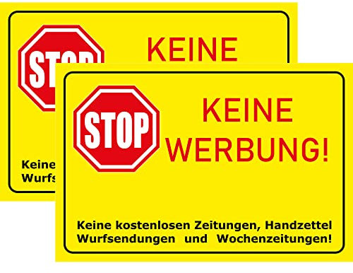 INDIGOS UG - Schilder - 300x200 mm - Schild 2 Stück - Keine Werbung! - Hausschild - Aluverbundplatte - für Garage, Hotel, Parkplatz, Schule, Carport, Firma