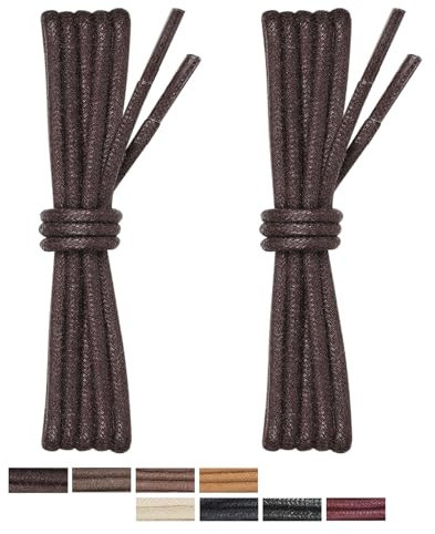 Puzeam 2 Pares Cordones Encerados Redondos Finos de Zapatos de Vestir, 3 mm Cordones Elegantes para Hombres y Mujer, Cordones para Zapatos de Ciudad, Business Cordones de Zapatos Marrón Oscuro 80 cm