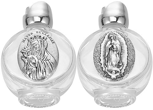 HOMSFOU Christian Holy Water Bottle Glass Holy Water Bottles 2pcs Holy Water Containers Catholic Christian Water Bottle Empty Oils Containers for Halloween Baptism Church Silver
