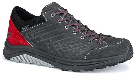 Hanwag M Coastrock Low Es Grau - Hochwertiger wetterfester Herren Volllederschuh, Größe EU 44 - Farbe Asphalt - Red