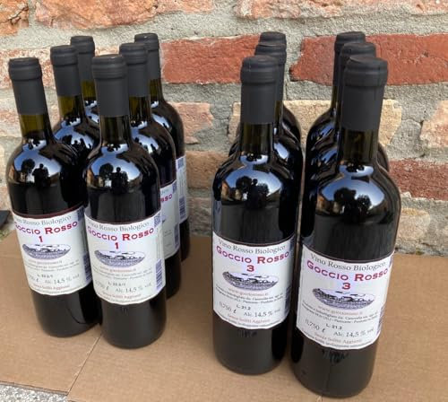 Offerta 12 bottiglie miste Goccio Rosso - Vino rosso bio senza solfiti aggiunti - non filtrato - vegano - 0,75 l - dal produttore al consumatore