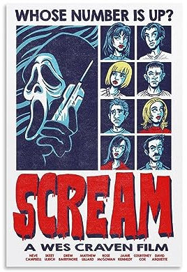 Movie Scream ArtCanvas Poster Dekorative Malerei Leinwand Wandposter und Kunstdruck Moderne Familie Schlafzimmer Dekor Poster 20 x 30 cm