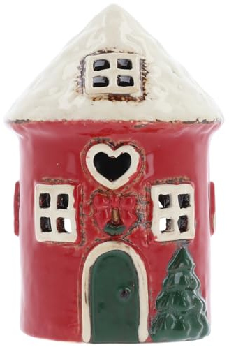 Ceramic Red House Tealight Candle Christmas Village Pottery