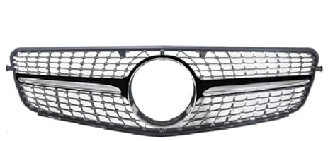Auto Front Kühlergrille für Mercedes Benz C-Klasse W204 2008–2014 C180 C200 C300,Front Nieren Kühlergrill Front stoßstange Gitter Waben Grill Dauerhaft,B/Silber