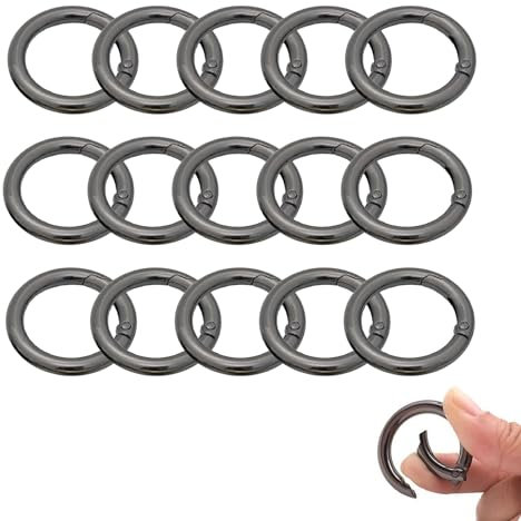 BigCheer 15pcs 33mm karabiner rund Schwarz, Sehr Robust Zinklegierung Runde Karabiner, Schlüsselring, Für Schlüsselanhänger Tasche Schmuck Diy Handwerk Machen