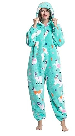 Duohropke Halloween Onesie Adult Pyjamas Cosplay Animal Homewear Sleepwear Jumpsuit Costume for Women Men, Green, M