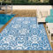 Famibay Teppich Outdoor Wetterfest Terrasse Teppich 150x245cm Kunststoff Teppich Balkon Teppich Wendbar Garten Teppich Leichtgewicht Faltbar Außen Bodenmatte für Terrasse Garten Balkon