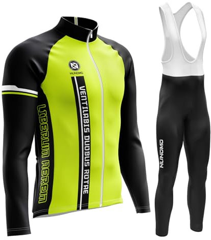 Abbigliamento Completo Ciclismo Uomo Tuta Bici da Corsa Invernale Maglia MTB Manica Lunga + Salopette Imbottiti con Gel 9D MTBGel Caldo e antivento (TYPE-5A,L)