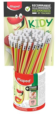 Maped Lernstifte mit rutschfester Oberfläche X72 - Strukturierte Schlange Bleistifte - Extrudierte Bleistifte Radiergummi