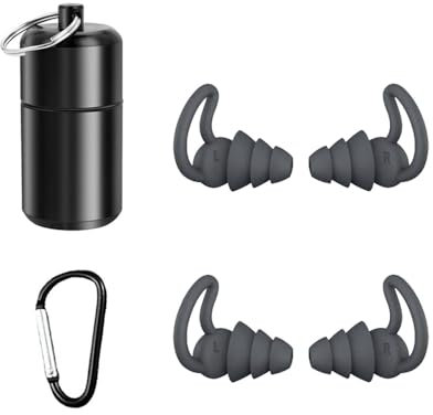 FDEETY 2 Paar Ohrstöpsel Spiralform Lärmschutz Mehrschichtig Gehörschutz Aluminium Aufbewahrungsbox Karabiner Wasserdicht Schlafkomfort