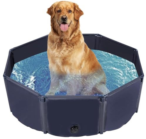 DUOJIN Piscine pour Chien Pliable, PVC Chien Piscine Baignoire Bassin, Piscine pour Animaux, Piscine Extérieure Enfants, Portable et Antidérapant (100 x 30cm)
