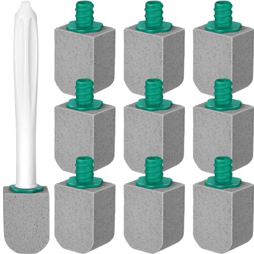 Qinyoung 10 Pack Pumice Stone Toilet Bowl Cleaner with Long Handle Pumice Stone Toilet Brush Toilet Cleaner Wand Toilet Stone Cleaning Block Pumice Stone for Pool Bathtubs Kitchen Sink Grill Household